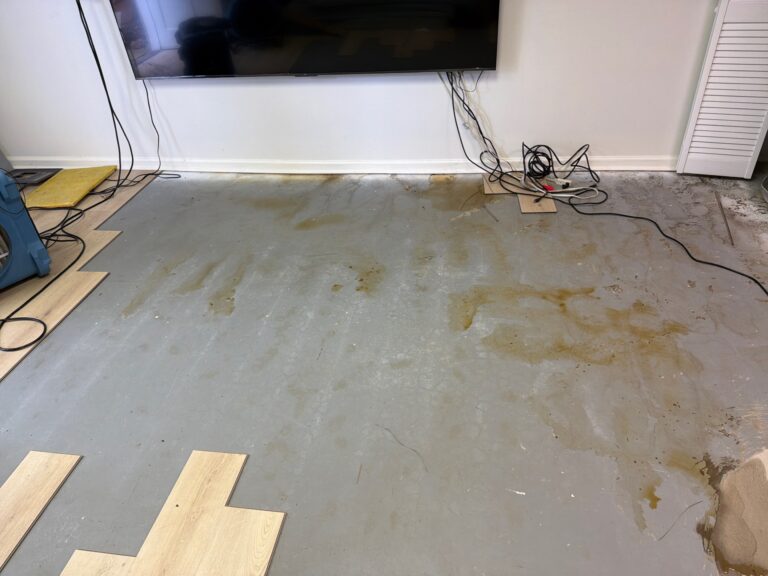 Water-damaged flooring in Greenville home